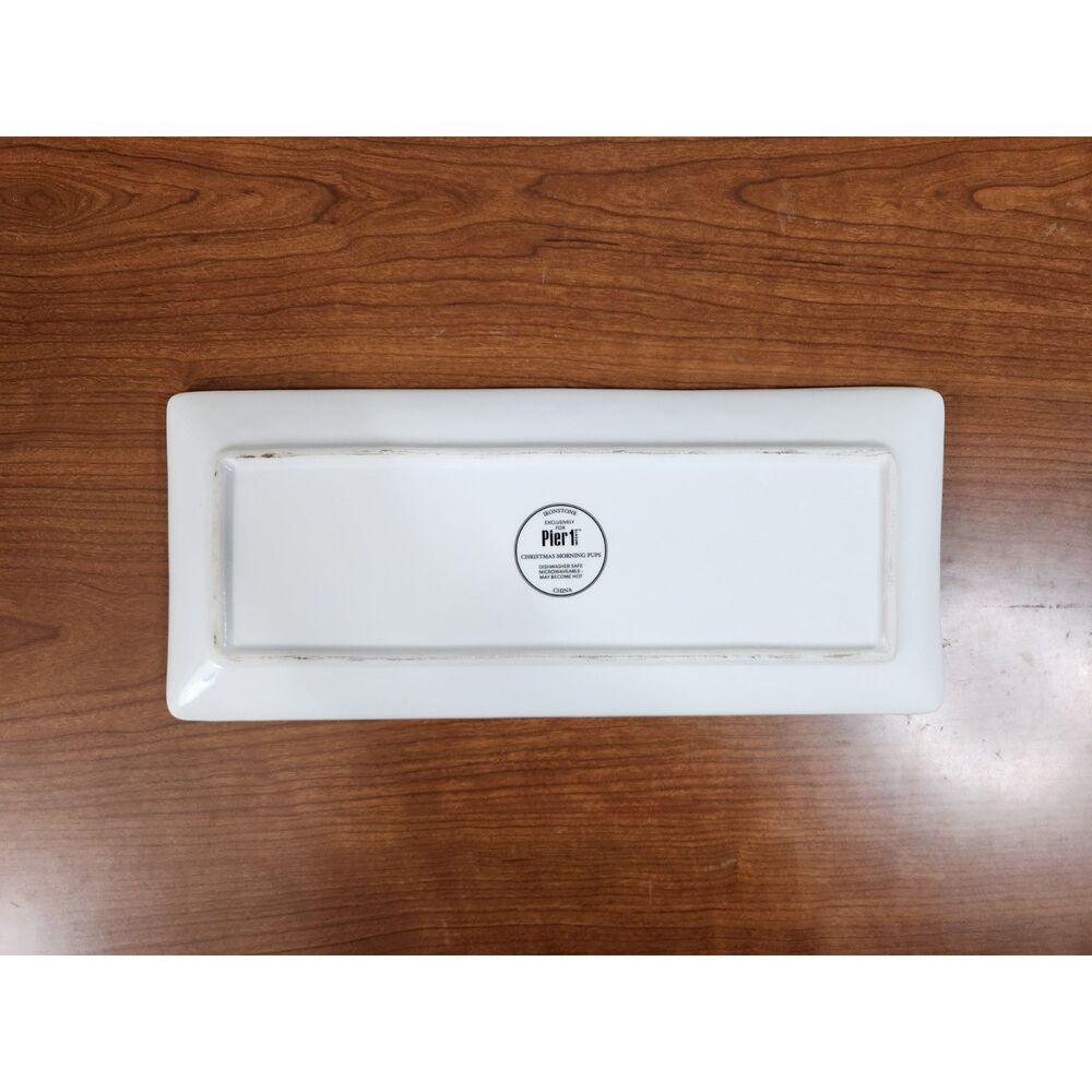 Pier1 Park Avenue Puppies Christmas Morning Pups Ironstone Serving Tray 14” x 6”